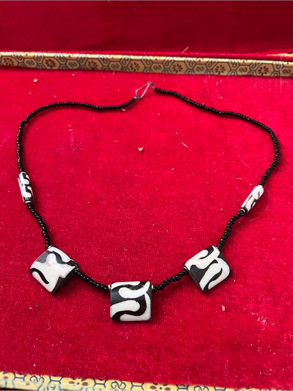 Boho African bone zebra necklace